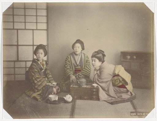 Three Japanese women drinking tea