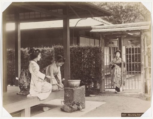 Japanese women washing their hands