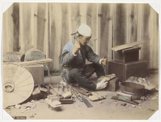 Japanese shoemaker at work