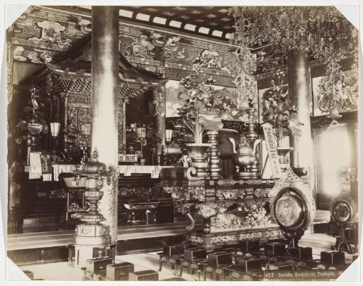 Interior of a Buddhist temple in Ikegami