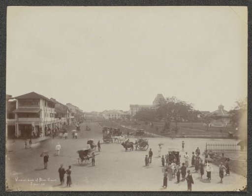 View of a square behind a courthouse in Singapore