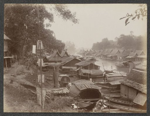 Boats at the quay of a waterway in Bangkok