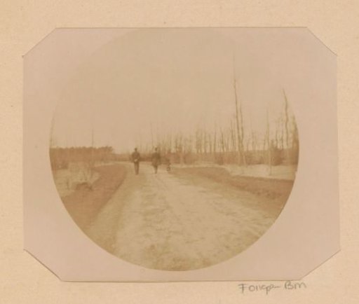 Two walkers with a dog on a country road near Arnhem, on the right Willem Frederik Piek Sr.