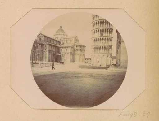 Piazza dei Miracoli in Pisa with on the left the cathedral and on the right the Leaning Tower of Pisa