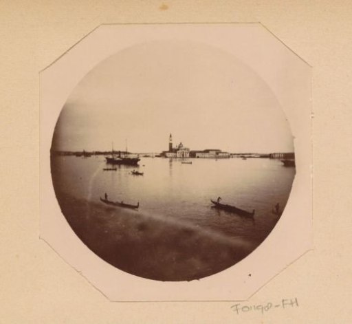 View over the lagoon of Venice, in the distance the church of San Giorgio Maggiore