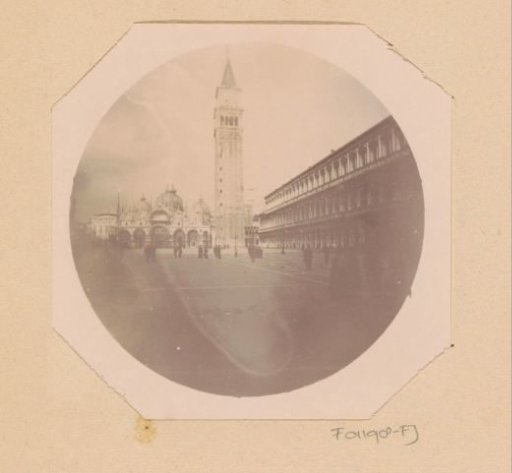 View of St. Mark's Square in Venice, in the distance the basilica of San Marco and the Campanile of Venice