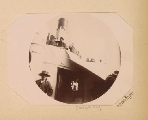 Passengers on a steamship on the Baltic Sea heading towards Rügen