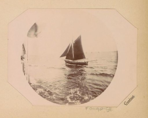 Sailing ship on the Baltic Sea, view from a passenger ship