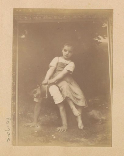 Photographic reproduction of a painting of two playing children