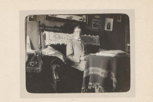 Man sitting on a bench in an interior