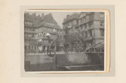 View of a quay with several facades