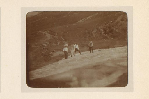 Group on a snowy field in the mountains