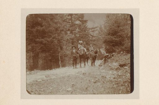 Group on a horseback ride in the mountains