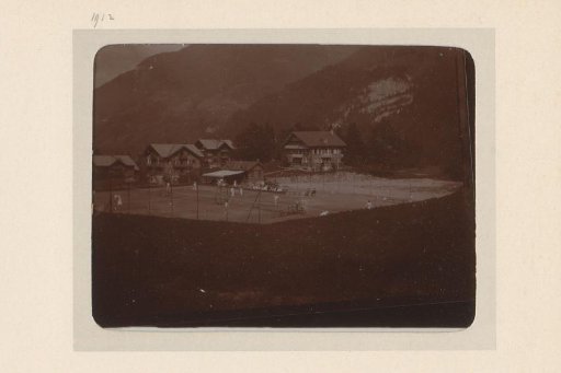 View of tennis courts in a mountain valley