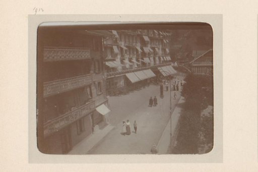 View of a street in a mountain village, seen from a building