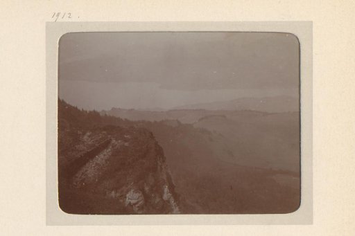 View over a valley with a lake
