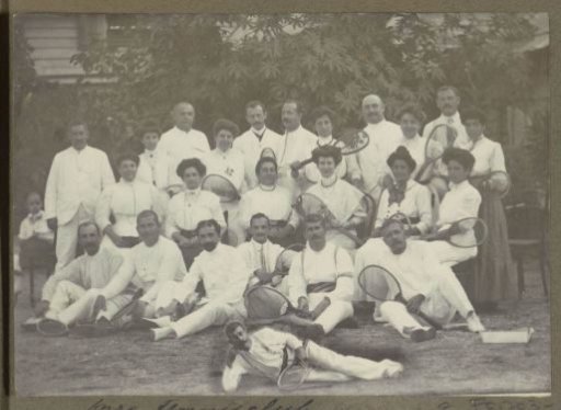 Group portrait of tennis players in Suriname