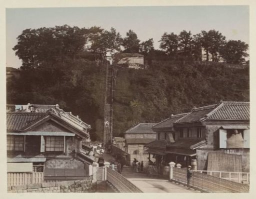 Village street with a staircase in Japan