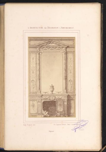 Photographic reproduction of a design for a fireplace with mirror and fire screen after Alexandre Eugène Prignot