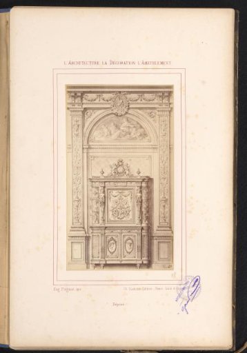 Photographic reproduction of a design for a wall arrangement with a cabinet by Alexandre Eugène Prignot
