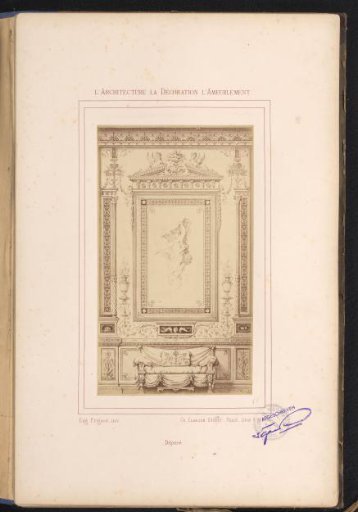 Photographic reproduction of a design for a wall decoration and a sofa by Alexandre Eugène Prignot