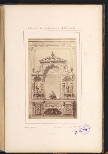 Photographic reproduction of a design for an open buffet cabinet by Alexandre Eugène Prignot