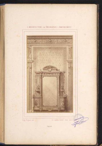 Photographic reproduction of a design for a wall decoration and a mirror cabinet by Alexandre Eugène Prignot