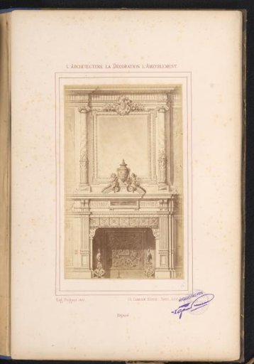 Photographic reproduction of a design for a fireplace with mirror by Alexandre Eugène Prignot