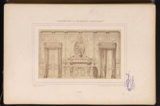 Photographic reproduction of a design for a wall arrangement with two doors after Alexandre Eugène Prignot