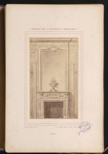 Photographic reproduction of a design for a fireplace with mirror after Alexandre Eugène Prignot