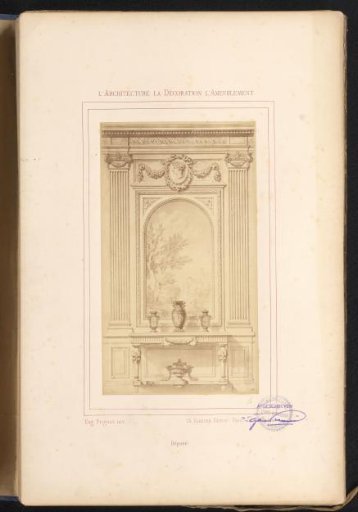 Photographic reproduction of a design for a wall with a painting and a table after Alexandre Eugène Prignot