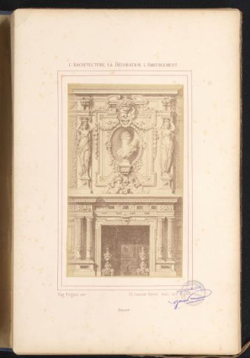 Photographic reproduction of a design for a fireplace with a bust of a woman and two caryatids after Alexandre Eugène Prignot