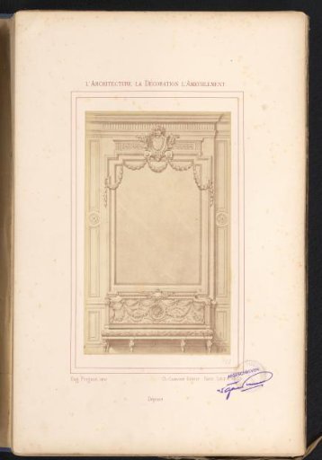 Photographic reproduction of a design for a wall arrangement with a mirror and a sofa after Alexandre Eugène Prignot