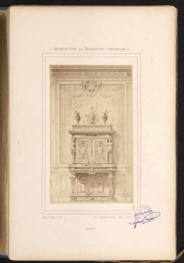 Photographic reproduction of a design for a wall arrangement with a cabinet after Alexandre Eugène Prignot