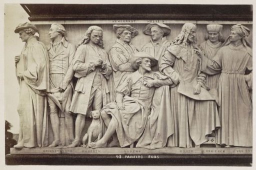 Part of the Parnassus frieze at the foot of the Albert Memorial in London: painters