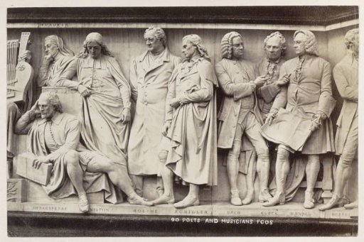 Part of the Parnassus frieze at the foot of the Albert Memorial in London: poets and musicians