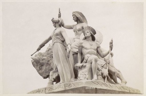 Sculptural group at the foot of the Albert Memorial in London: America