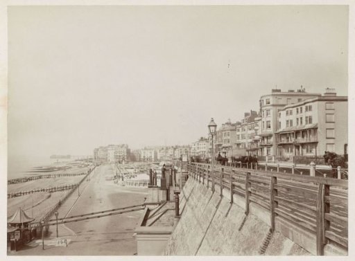Beach and the Brighton promenade, viewed from Kemptown