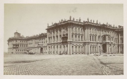 Southeast Facade of the Winter Palace in St. Petersburg with Square in Front