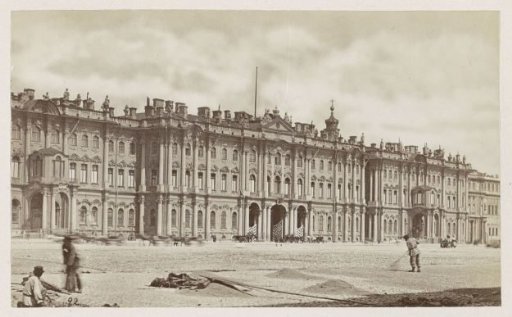 Southern Facade of the Winter Palace in St. Petersburg with Square in Front