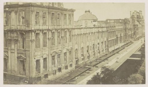 Ruin of the Pavillon de Marsan at the Palais des Tuileries in Paris, after the destruction during the Commune in 1871