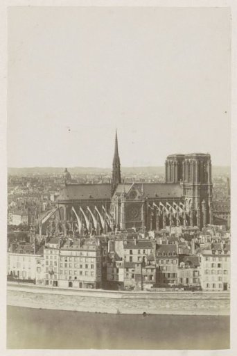 Northern side of the Cathédrale Notre-Dame in Paris, viewed from a high vantage point