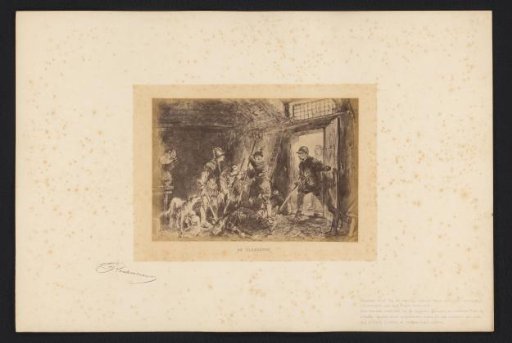 Photographic reproduction of a drawing of a scene from the story The Foster Son by Charles Rochussen