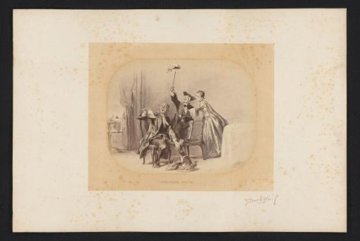 Photographic reproduction of a drawing of a group with wigs by David Bles