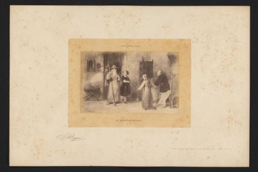 Photographic reproduction of a drawing of a pilgrim in an interior by Karel Frans Phlippeau