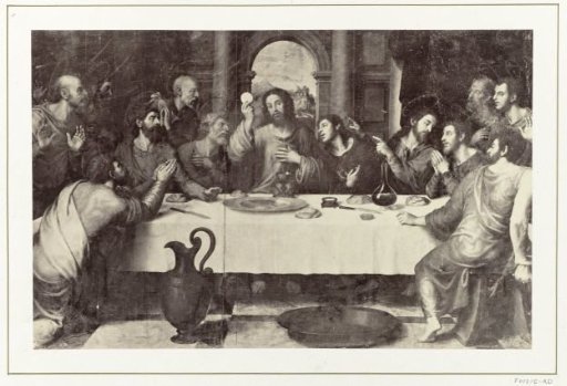 Photographic reproduction of a painting by Juan de Juanes, depicting the Last Supper