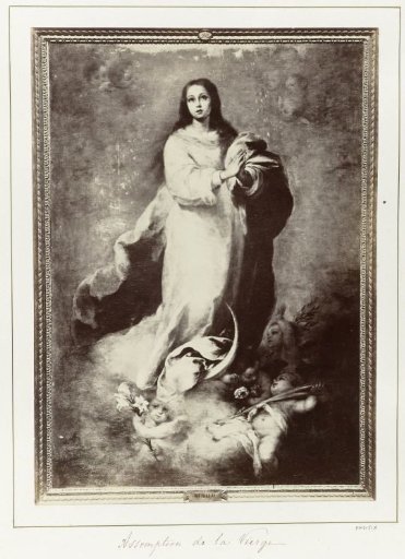Photographic reproduction of a painting by Bartolomé Esteban Murillo, depicting the Immaculate Conception of Mary