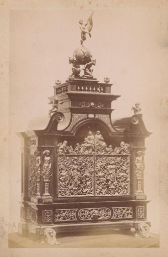 Ebony cabinet with gemstones and door replicas, no. 1a
