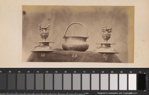 Metal candlesticks and ecclesiastical vessel