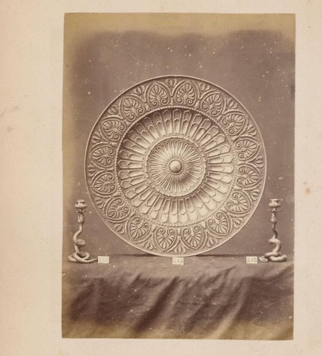 Metal plate and two candlesticks